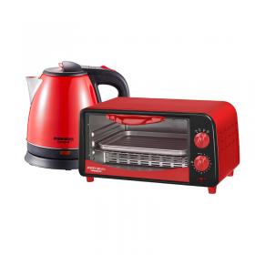 红色浪漫两件套 电烤箱+电热水壶套装