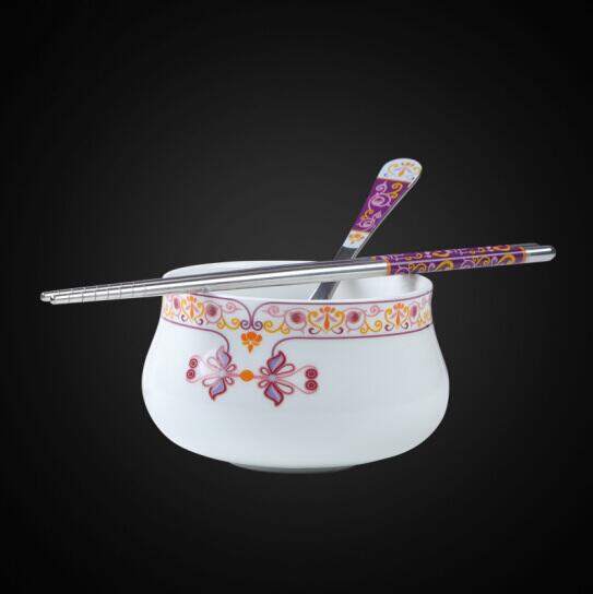 华典唐风系列不锈钢餐具碗筷套装礼盒 