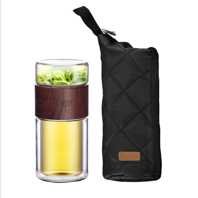 木纹功夫茶具便携旅行套茶杯高硼硅玻璃杯